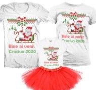 Set De Tricouri Asortate De Familie De Craciun Cu Tutu
