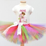 Compleu Cu Fustita Tutu Botez Vintage Florist